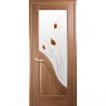 Дверь Новый Стиль "Амата" ПВХ De Luxe (стекло с рисунком Р1)